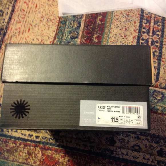 UGG Men's Slayte Stripe White leather Fashion Sneakers 11.5M New in Box - Picture 9 of 10